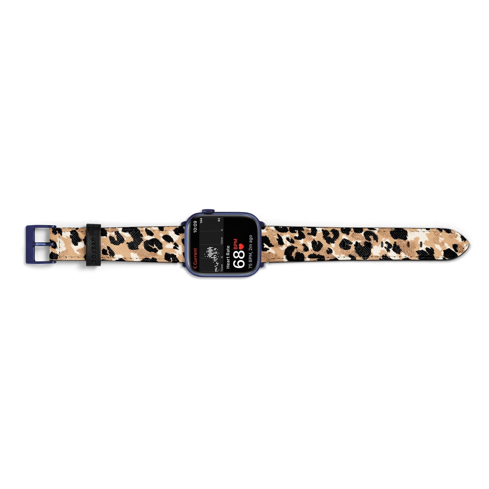 Leopard Print Apple Watch Strap Size 38mm Landscape Image Blue Hardware