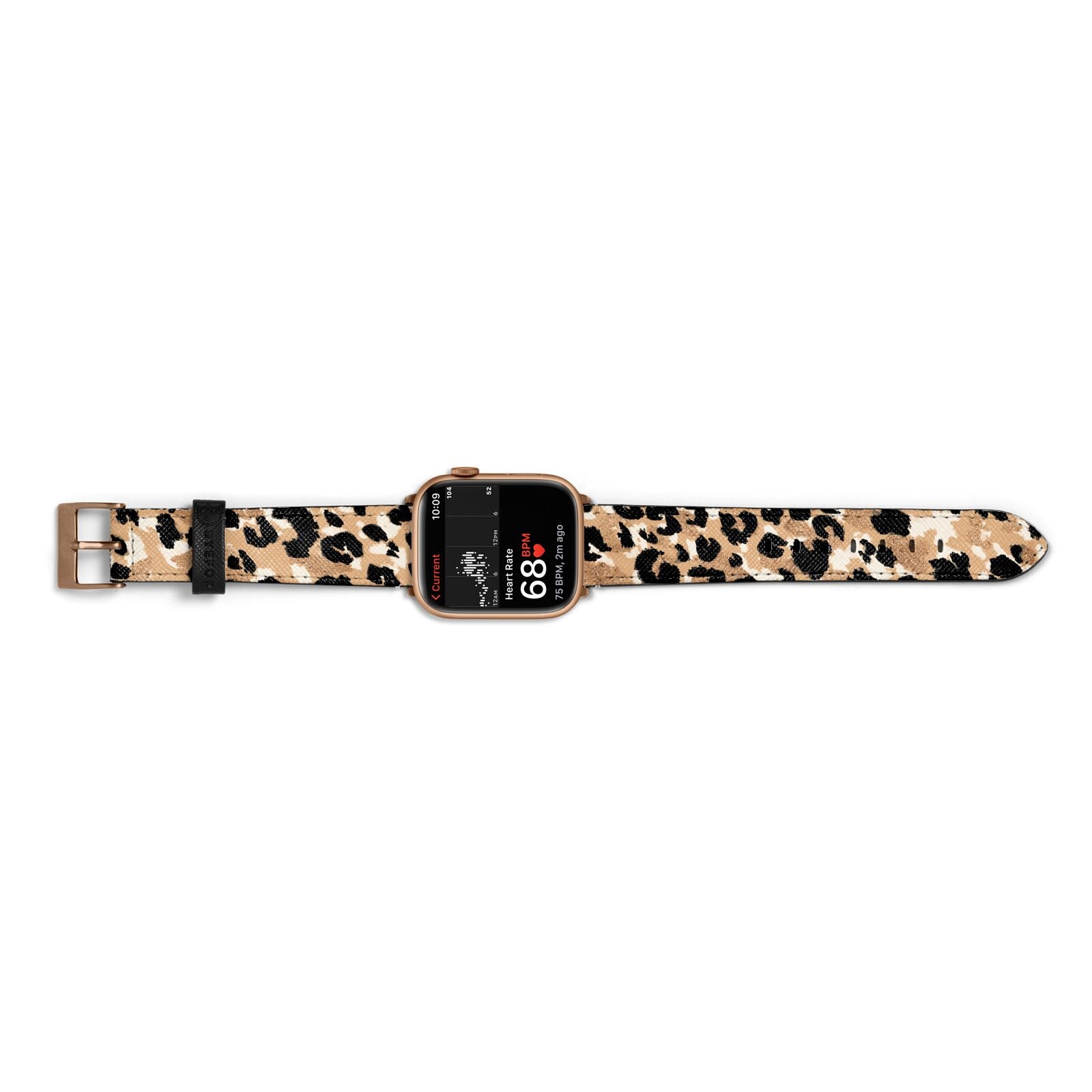 Leopard Print Apple Watch Strap Size 38mm Landscape Image Gold Hardware