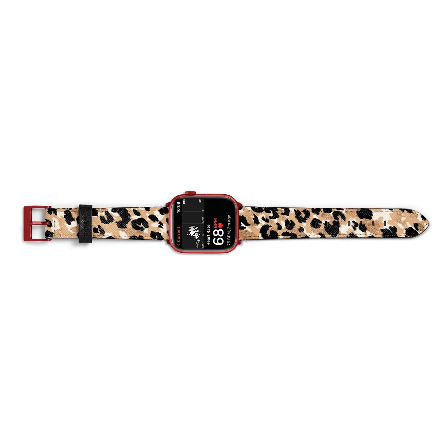 Leopard Print Apple Watch Strap Size 38mm Landscape Image Red Hardware