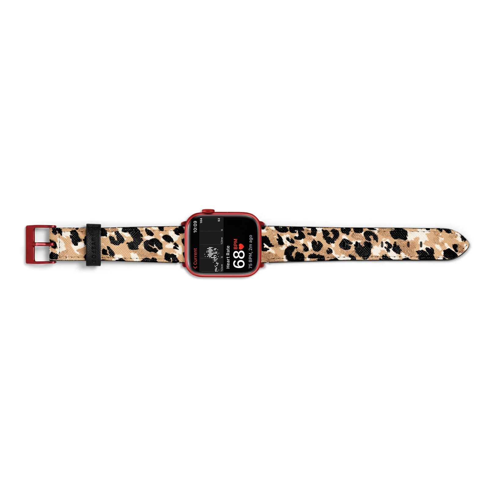 Leopard Print Apple Watch Strap Size 38mm Landscape Image Red Hardware