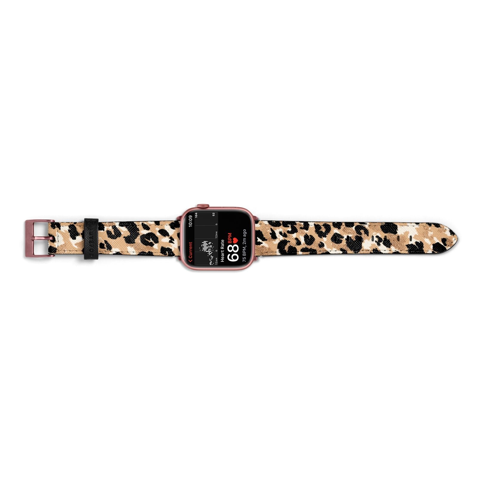 Leopard Print Apple Watch Strap Size 38mm Landscape Image Rose Gold Hardware