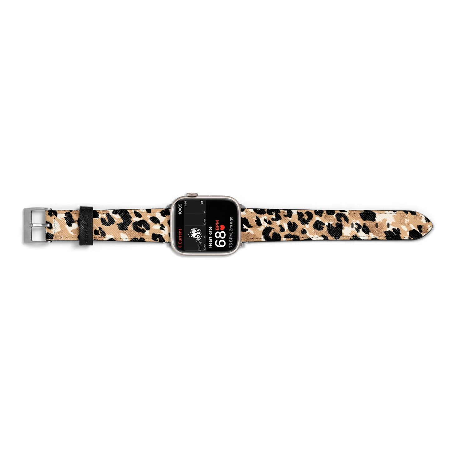 Leopard Print Apple Watch Strap Size 38mm Landscape Image Silver Hardware