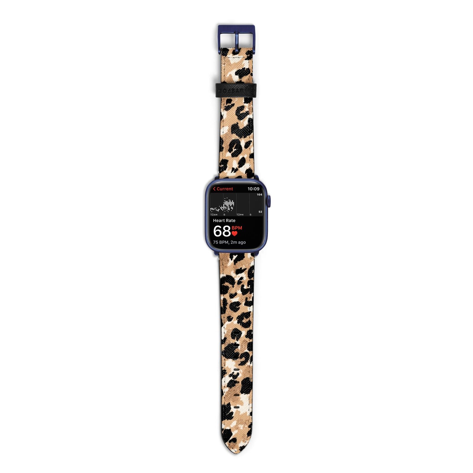 Leopard Print Apple Watch Strap Size 38mm with Blue Hardware