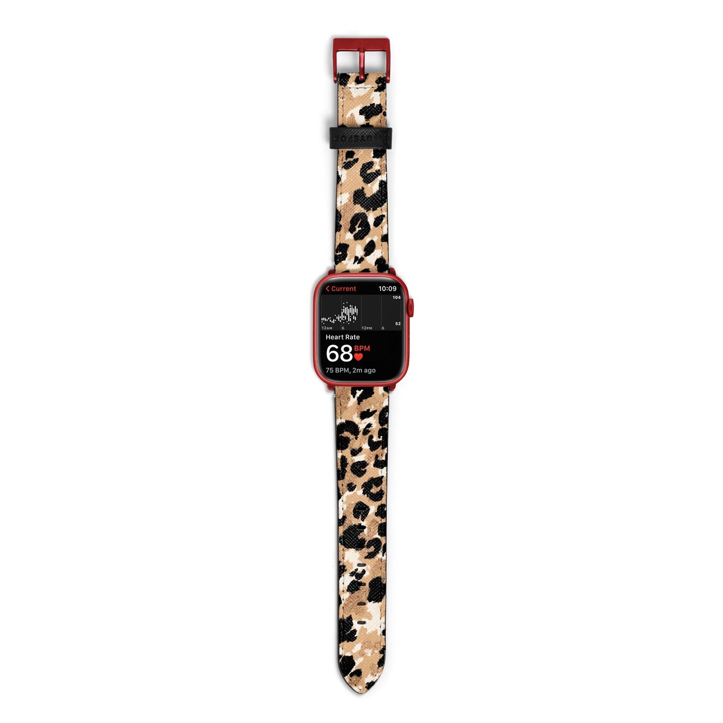 Leopard Print Apple Watch Strap Size 38mm with Red Hardware