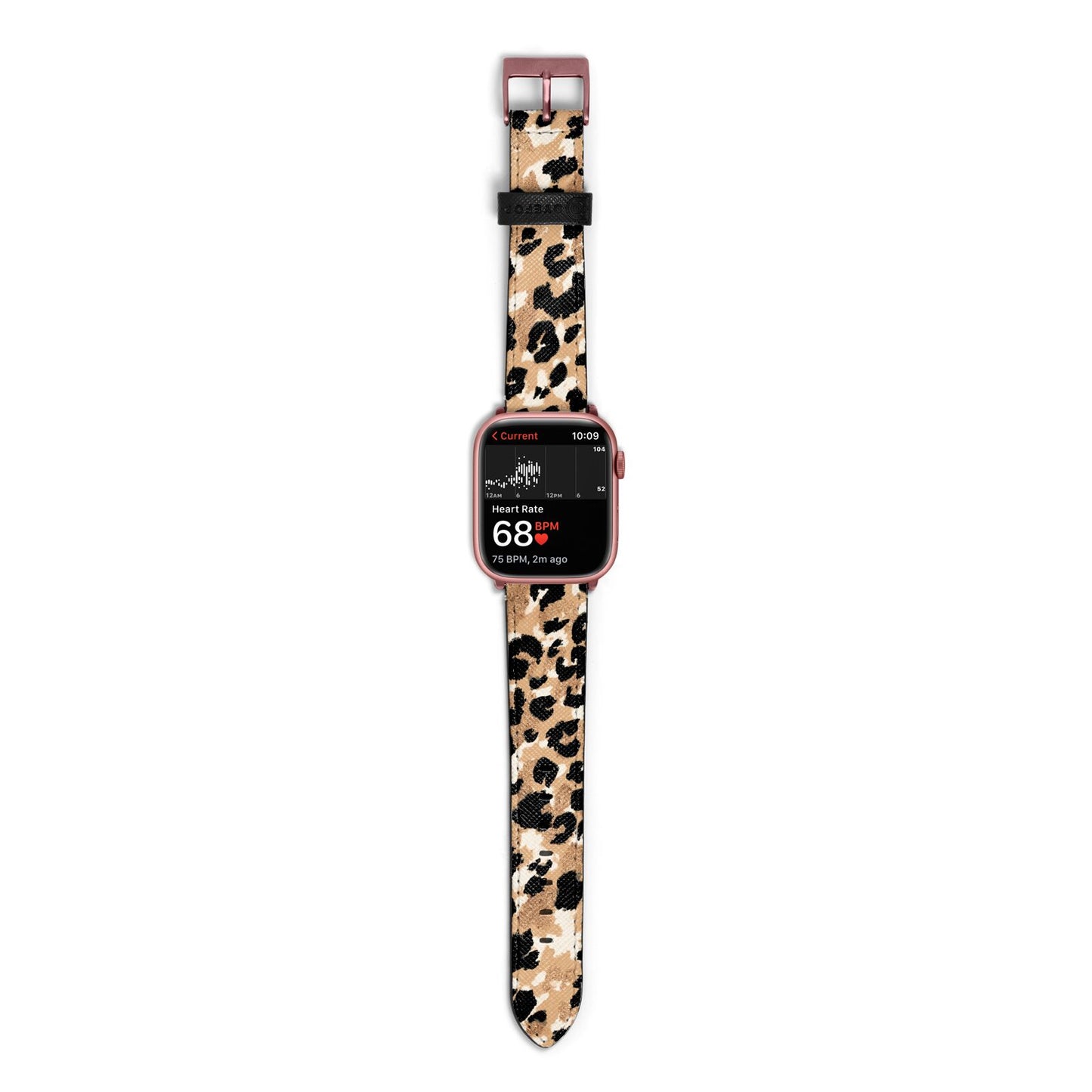 Leopard Print Apple Watch Strap Size 38mm with Rose Gold Hardware