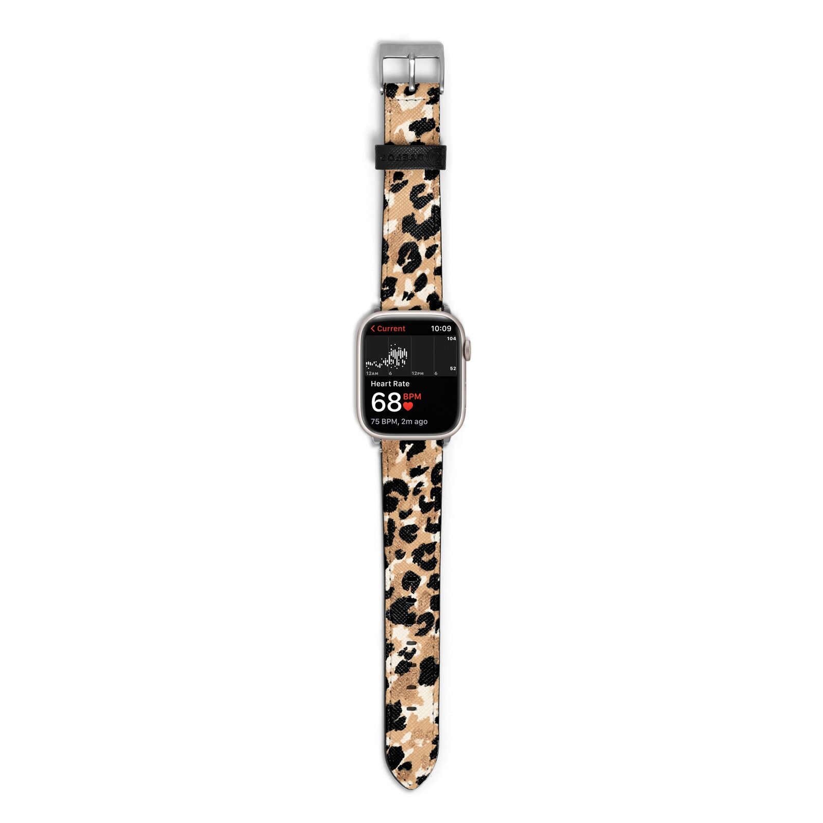 Leopard Print Apple Watch Strap Size 38mm with Silver Hardware