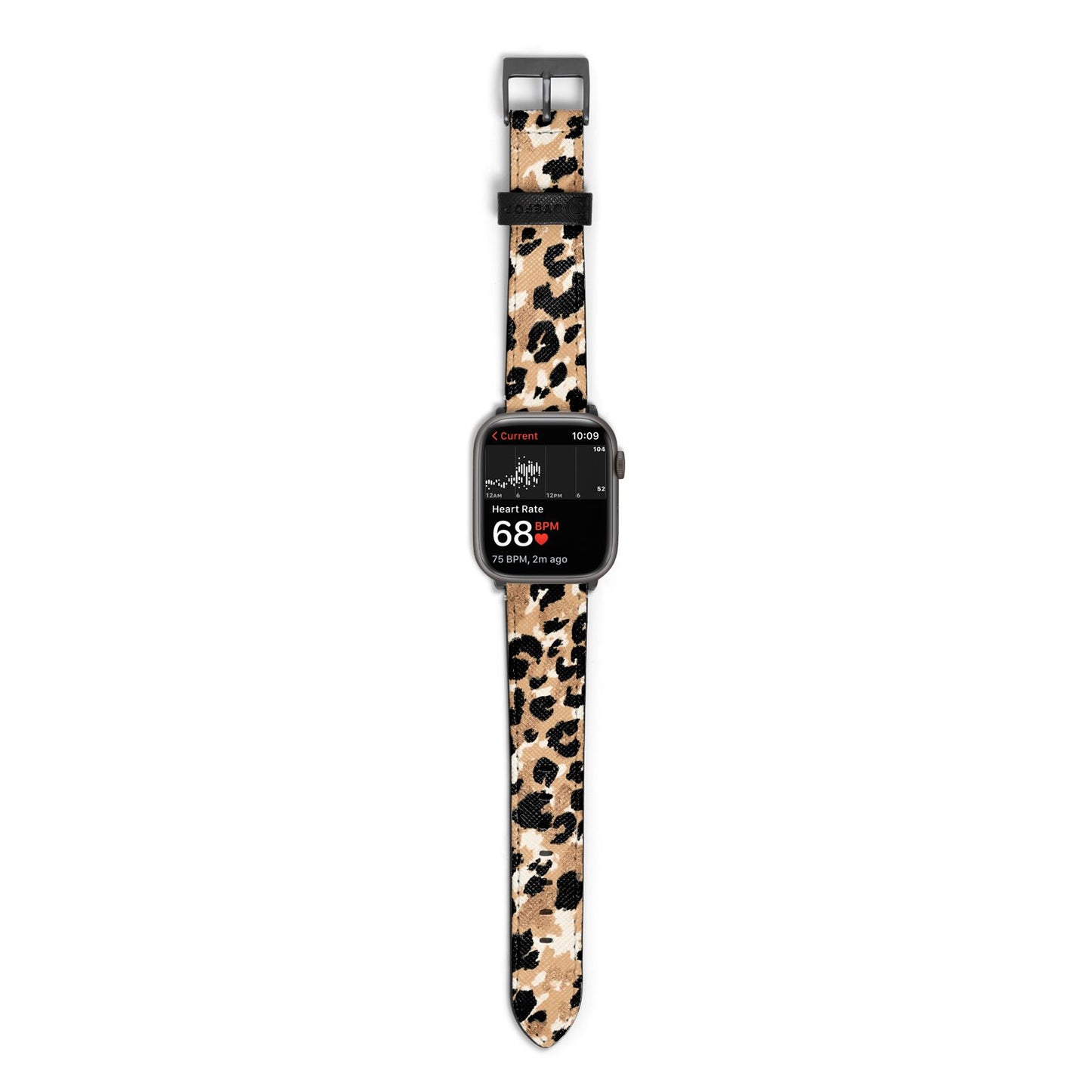 Leopard Print Apple Watch Strap Size 38mm with Space Grey Hardware