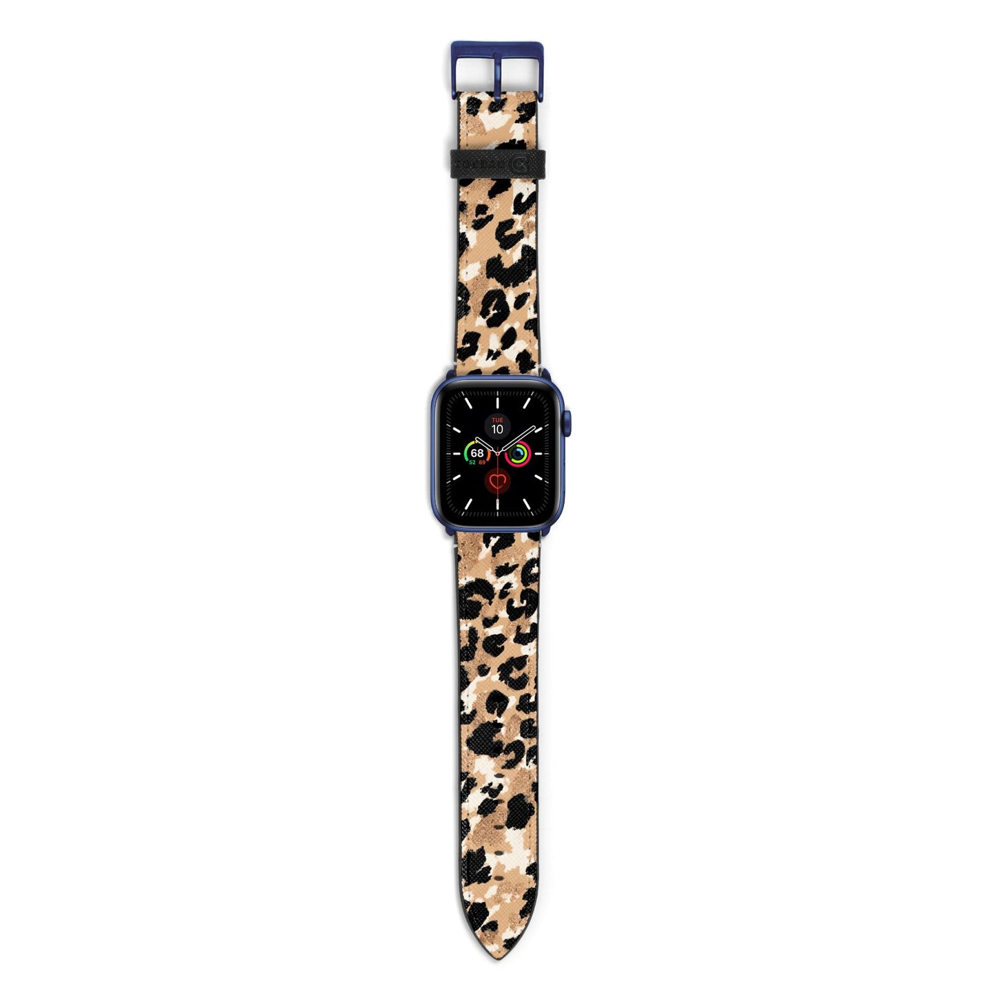 Leopard Print Apple Watch Strap with Blue Hardware