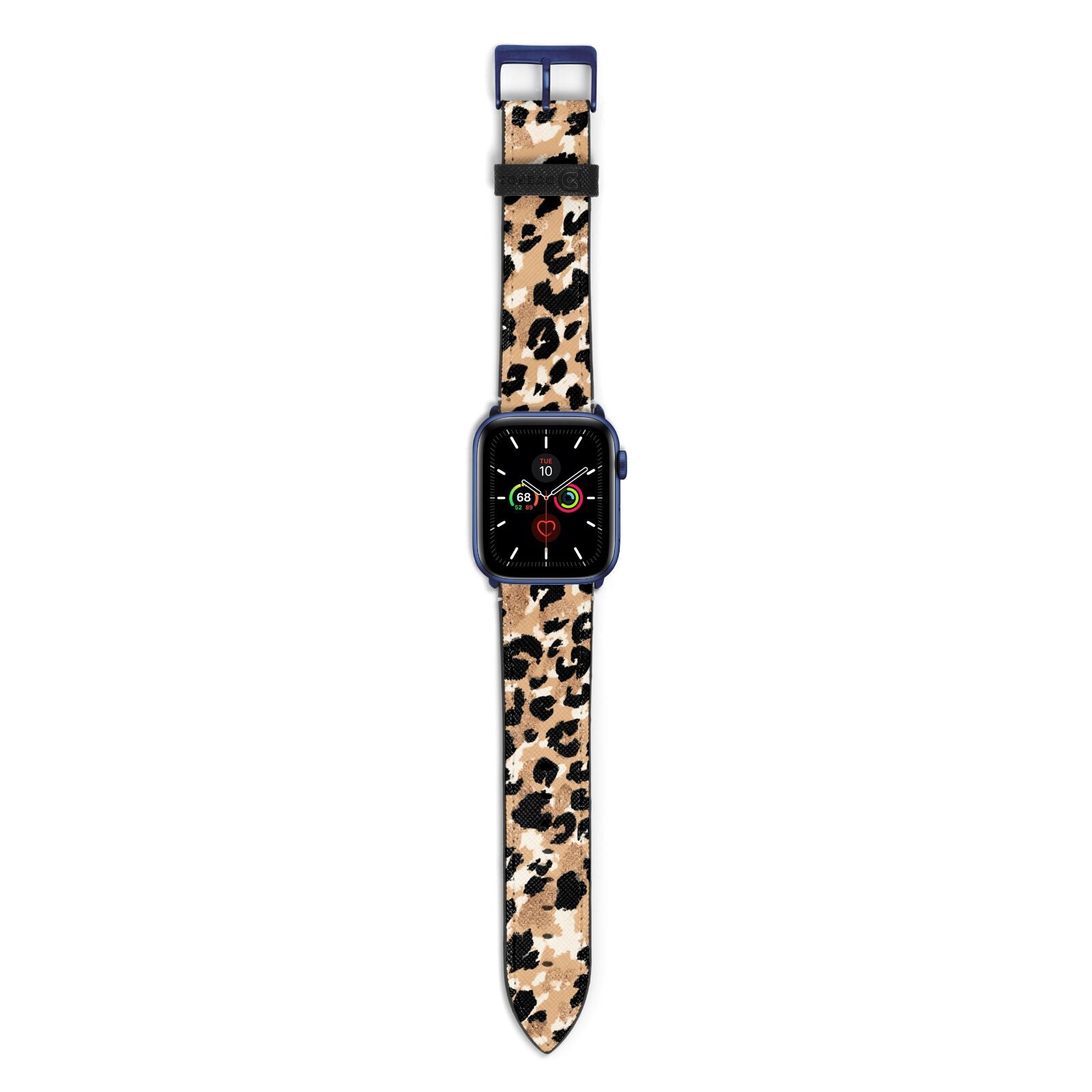 Leopard Print Apple Watch Strap with Blue Hardware