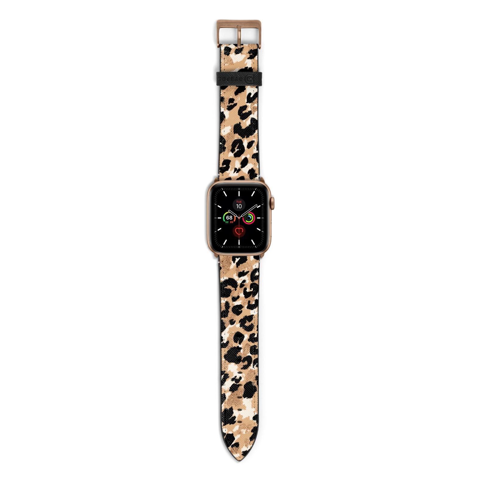 Leopard Print Apple Watch Strap with Gold Hardware