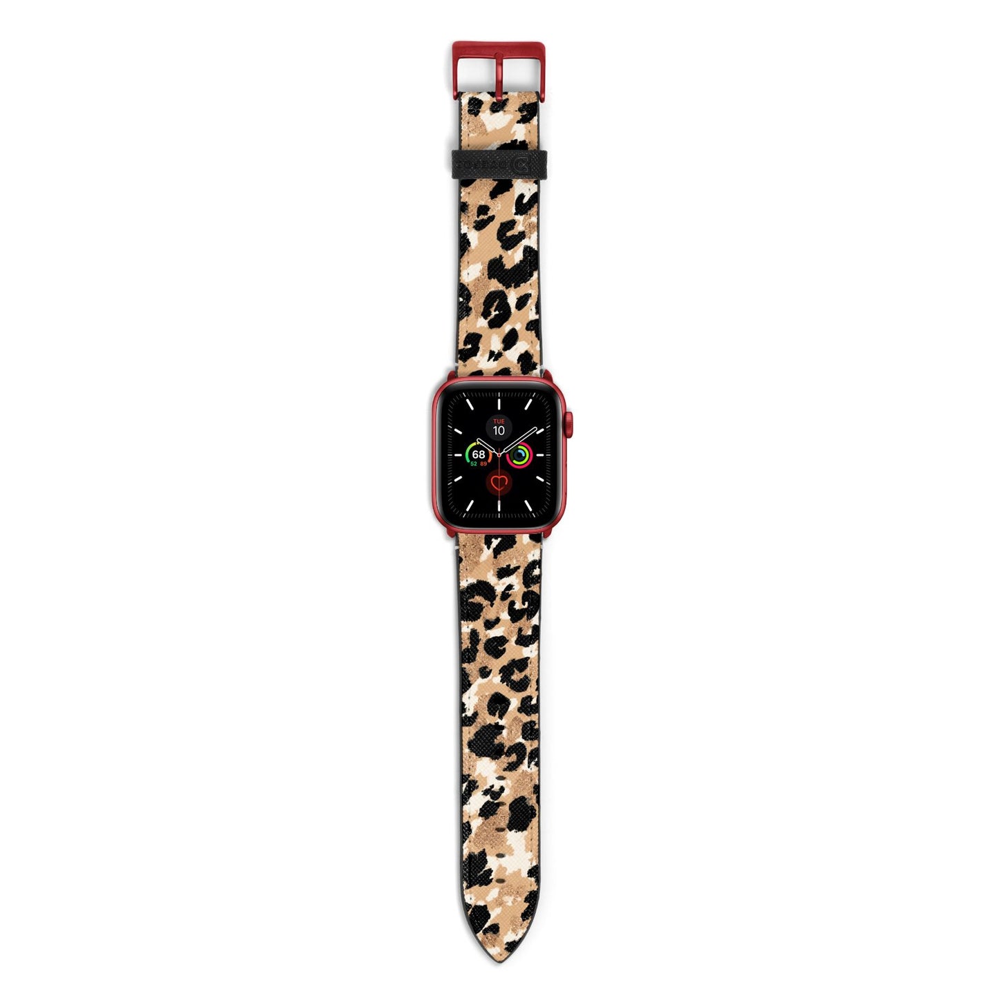 Leopard Print Apple Watch Strap with Red Hardware