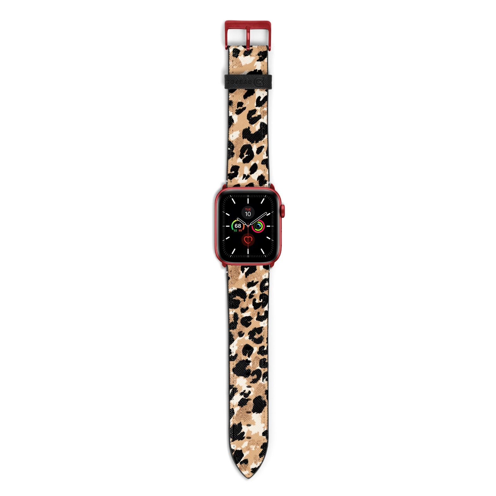 Leopard Print Apple Watch Strap with Red Hardware