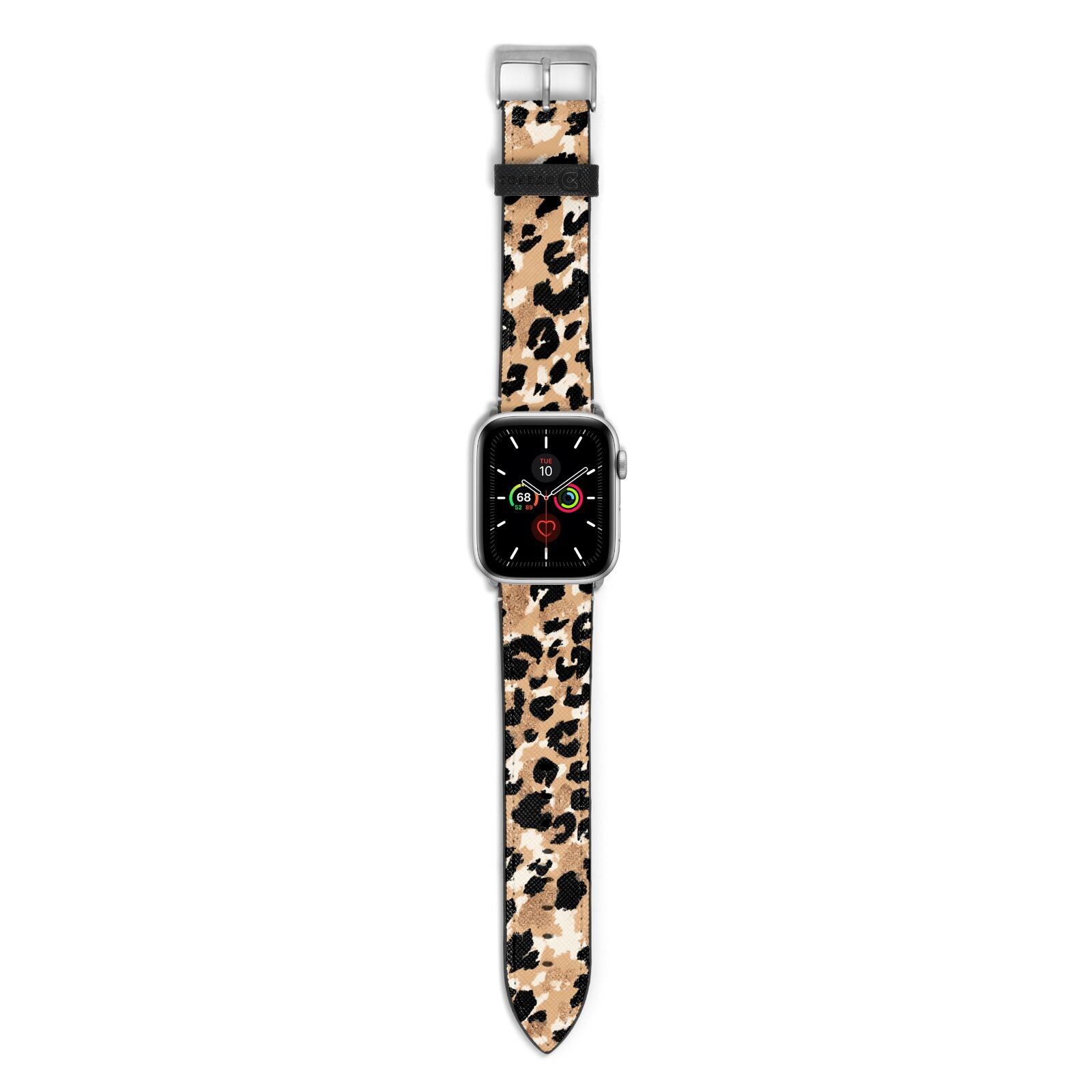 Leopard Print Apple Watch Strap with Silver Hardware