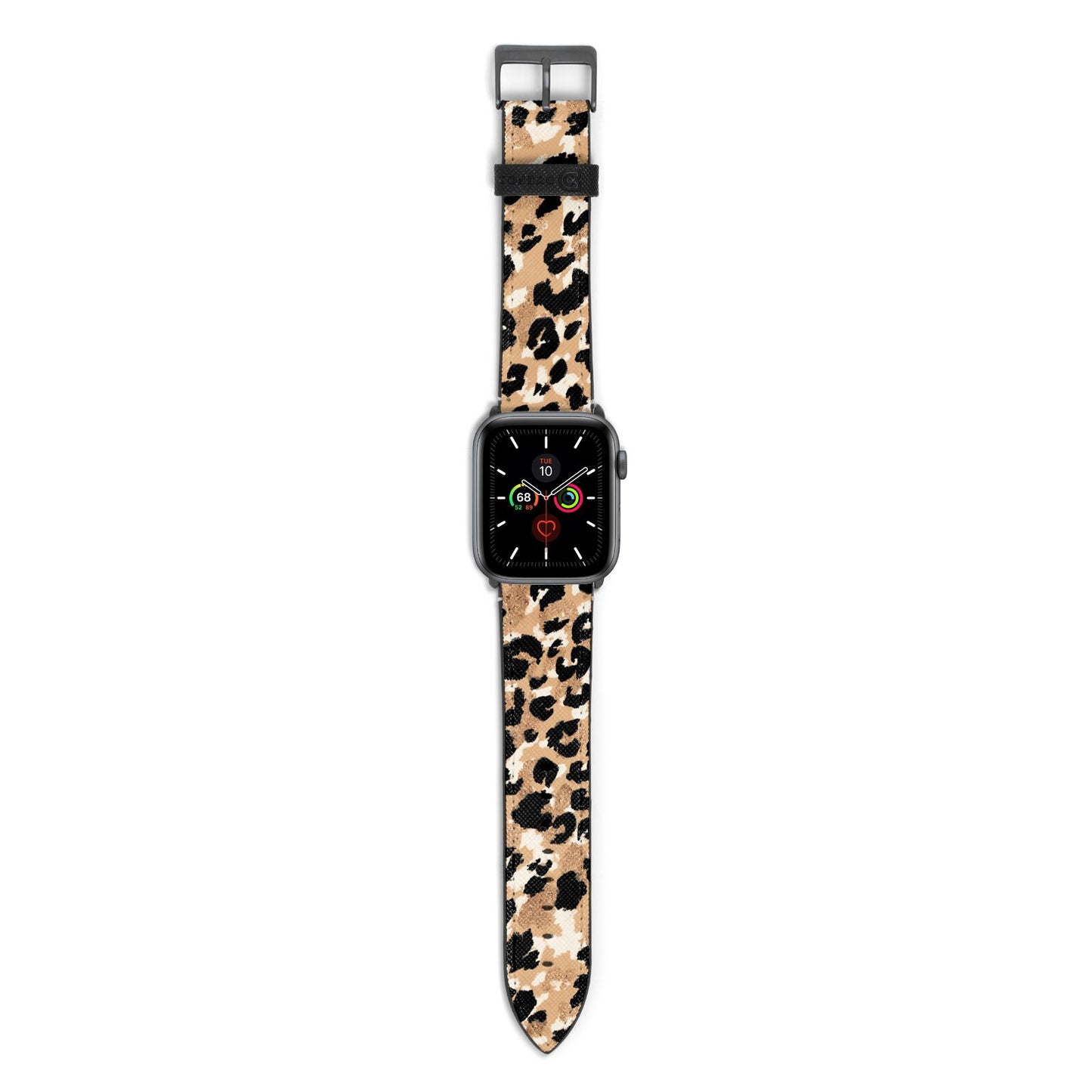 Leopard Print Apple Watch Strap with Space Grey Hardware