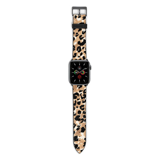 Leopard Print Apple Watch Strap with Space Grey Hardware