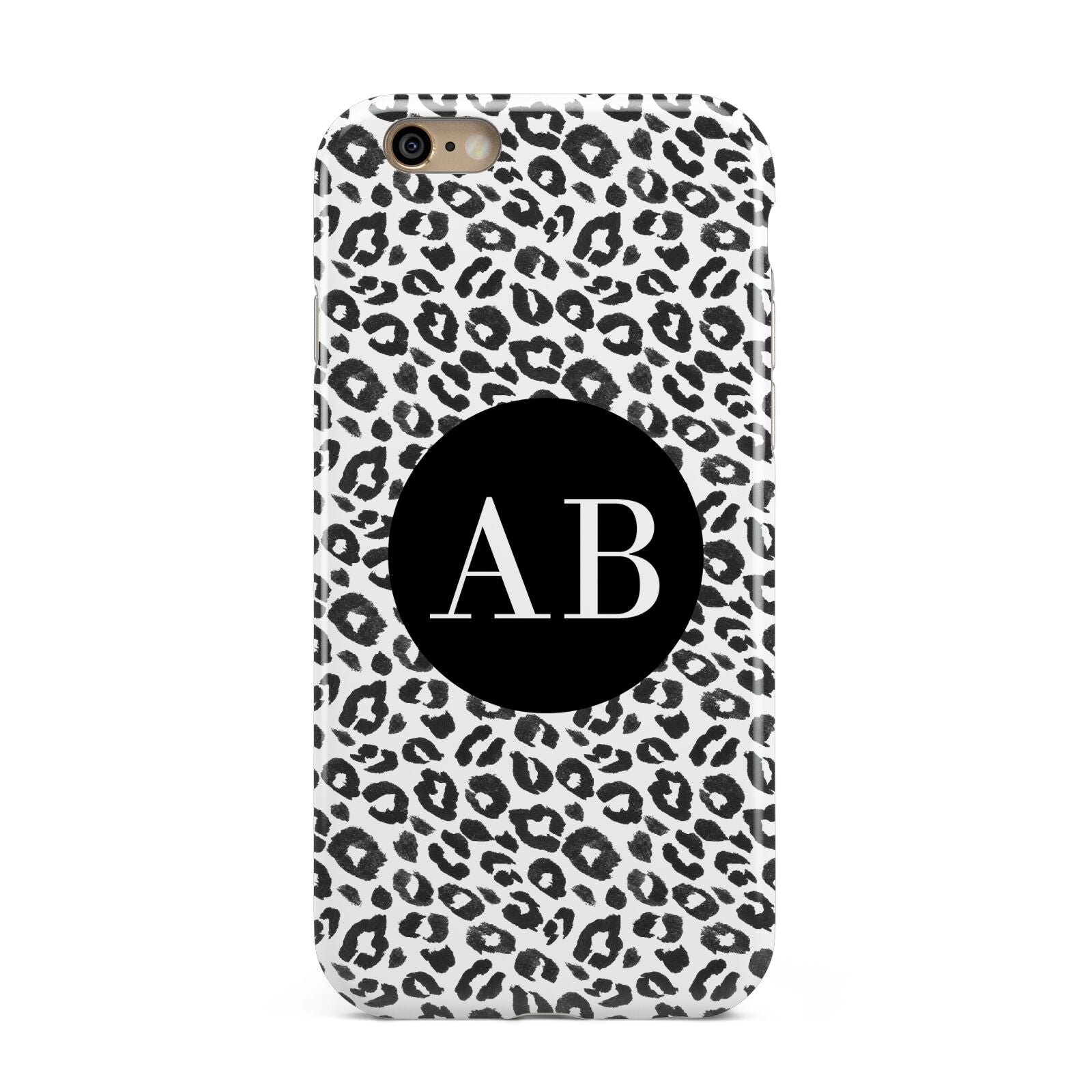 Leopard Print Black and White Apple iPhone 6 3D Tough Case