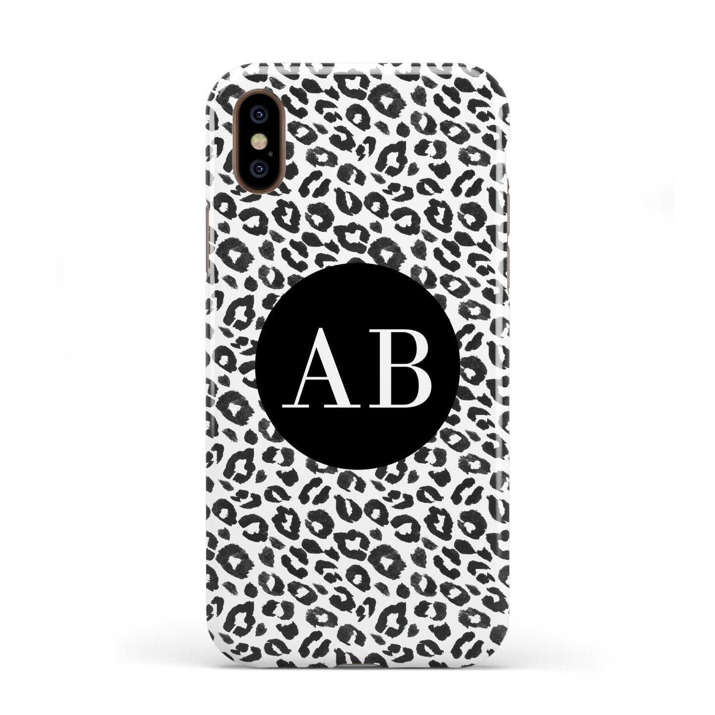 Leopard Print Black and White Apple iPhone XS 3D Tough