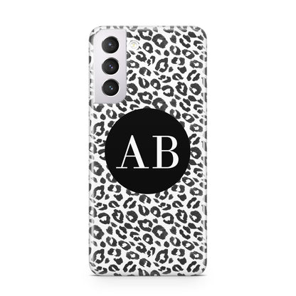 Leopard Print Black and White Samsung S21 Case