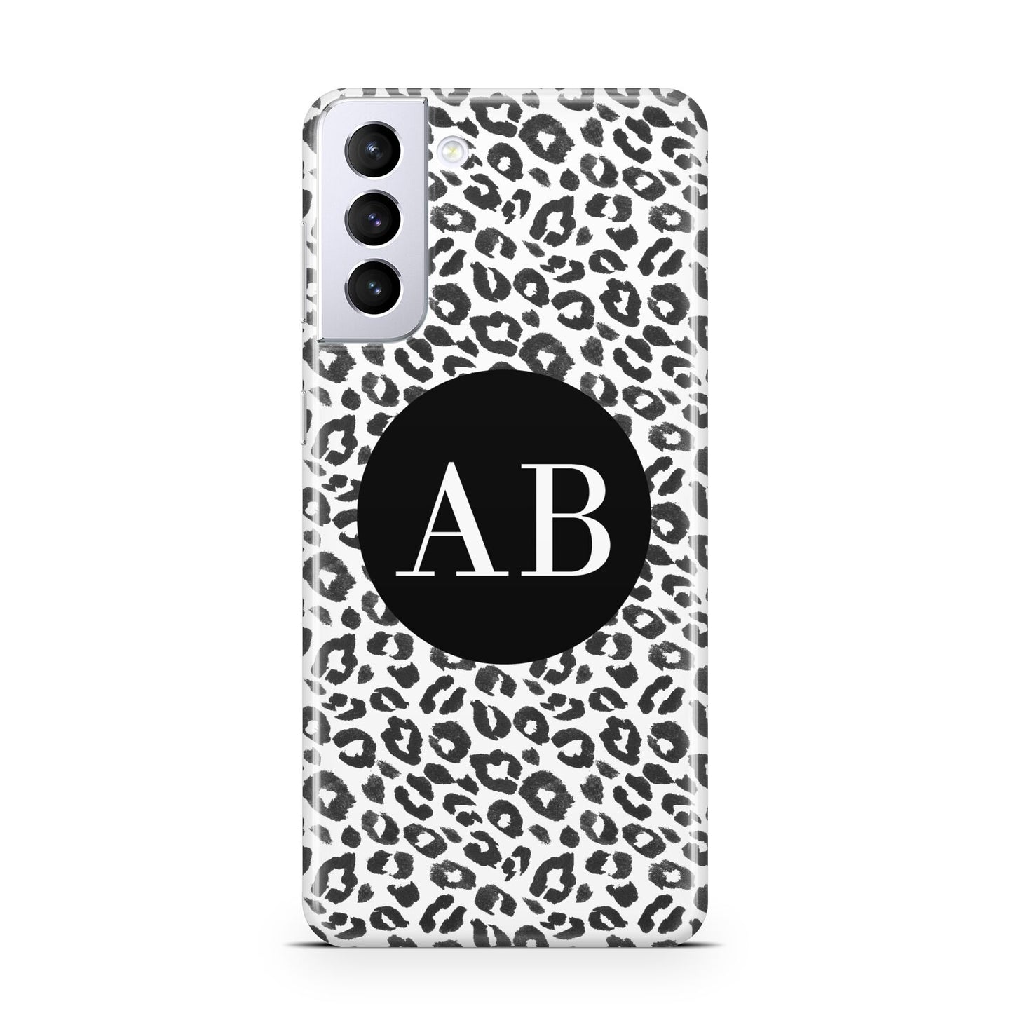 Leopard Print Black and White Samsung S21 Plus Case