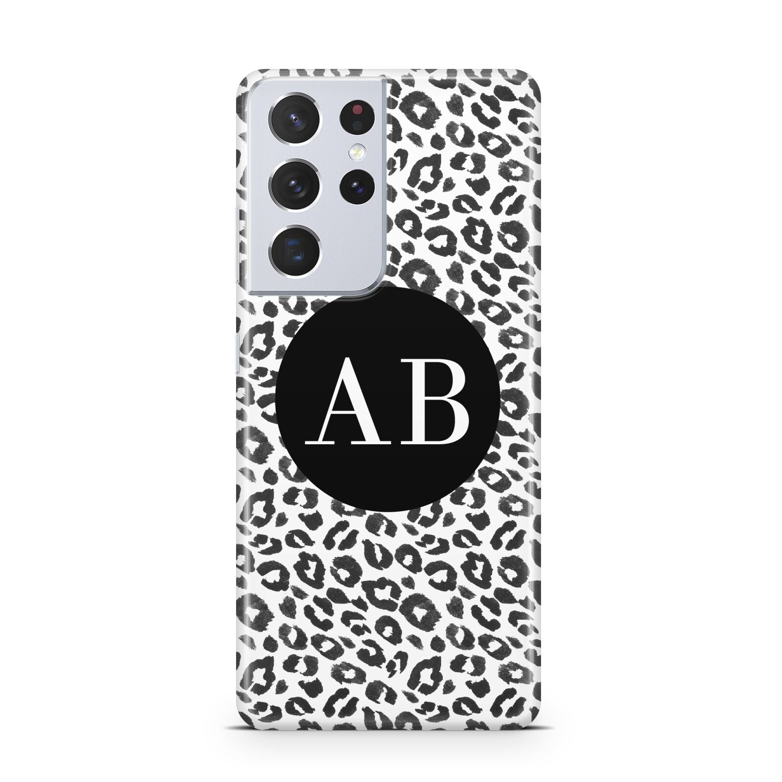 Leopard Print Black and White Samsung S21 Ultra Case