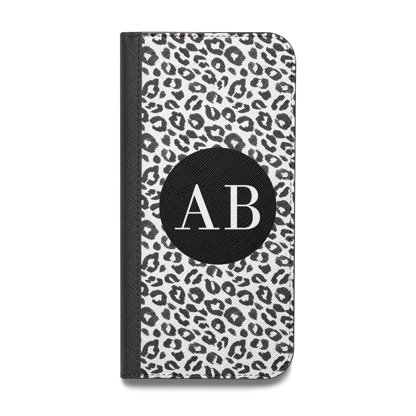 Leopard Print Black and White Vegan Leather Flip Samsung Case