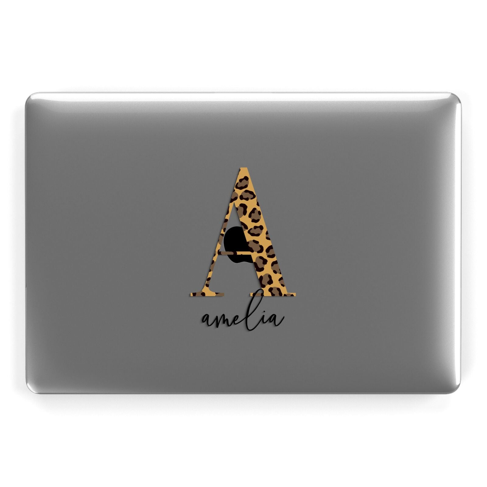 Leopard Print Initial with Name Apple MacBook Case