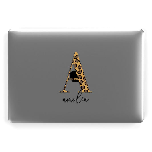 Leopard Print Initial with Name Apple MacBook Case