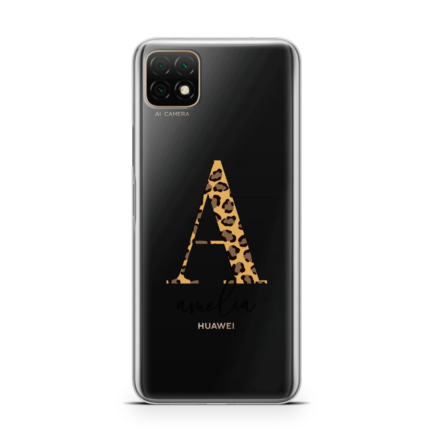 Leopard Print Initial with Name Huawei Enjoy 20 Phone Case