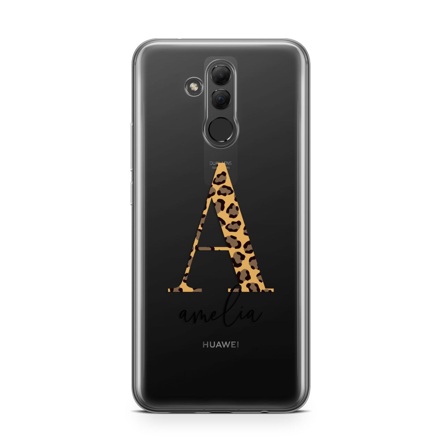 Leopard Print Initial with Name Huawei Mate 20 Lite