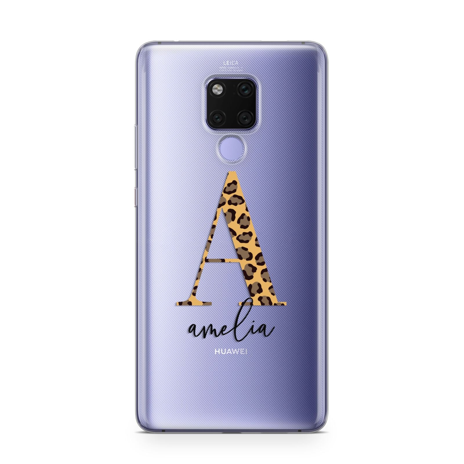 Leopard Print Initial with Name Huawei Mate 20X Phone Case