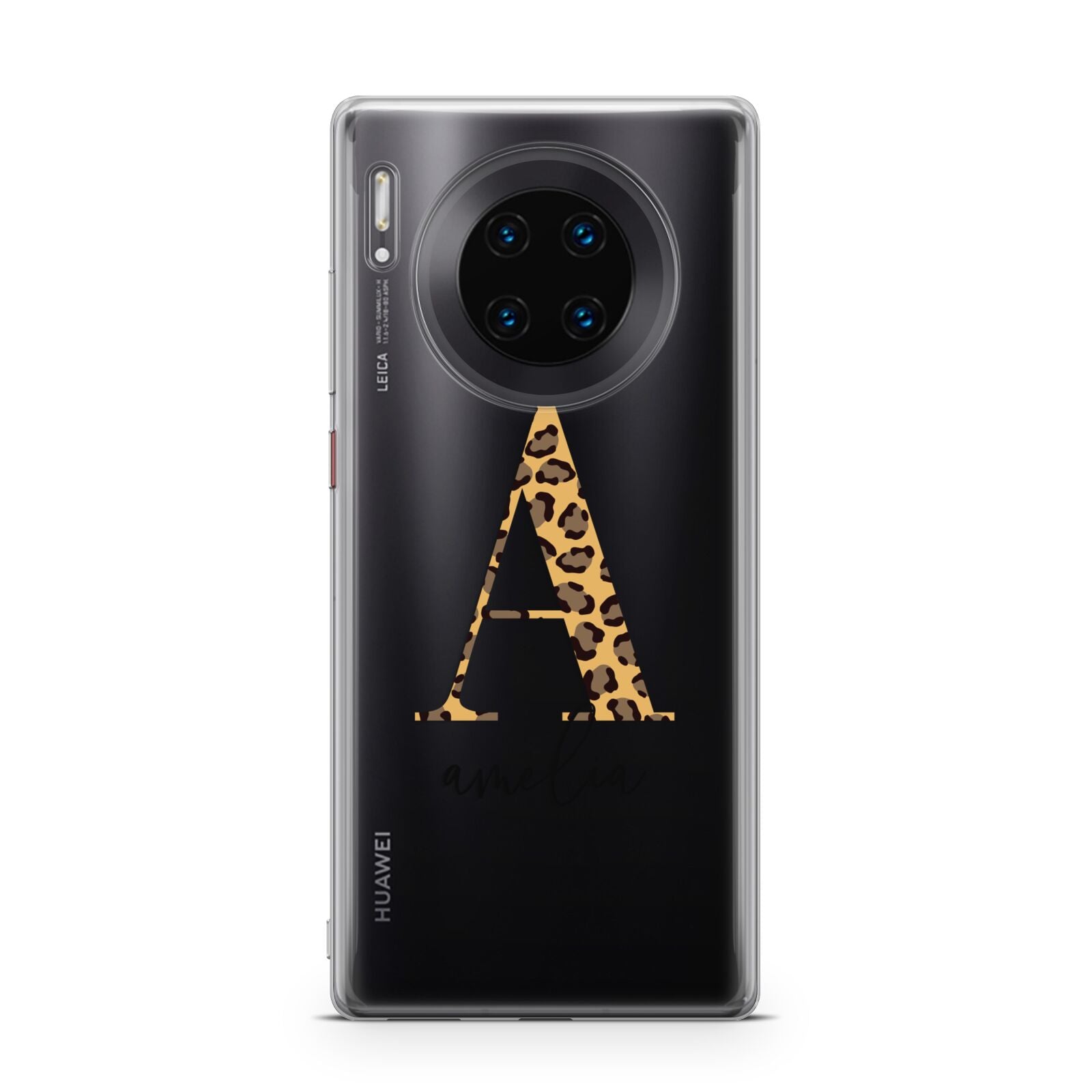 Leopard Print Initial with Name Huawei Mate 30 Pro Phone Case