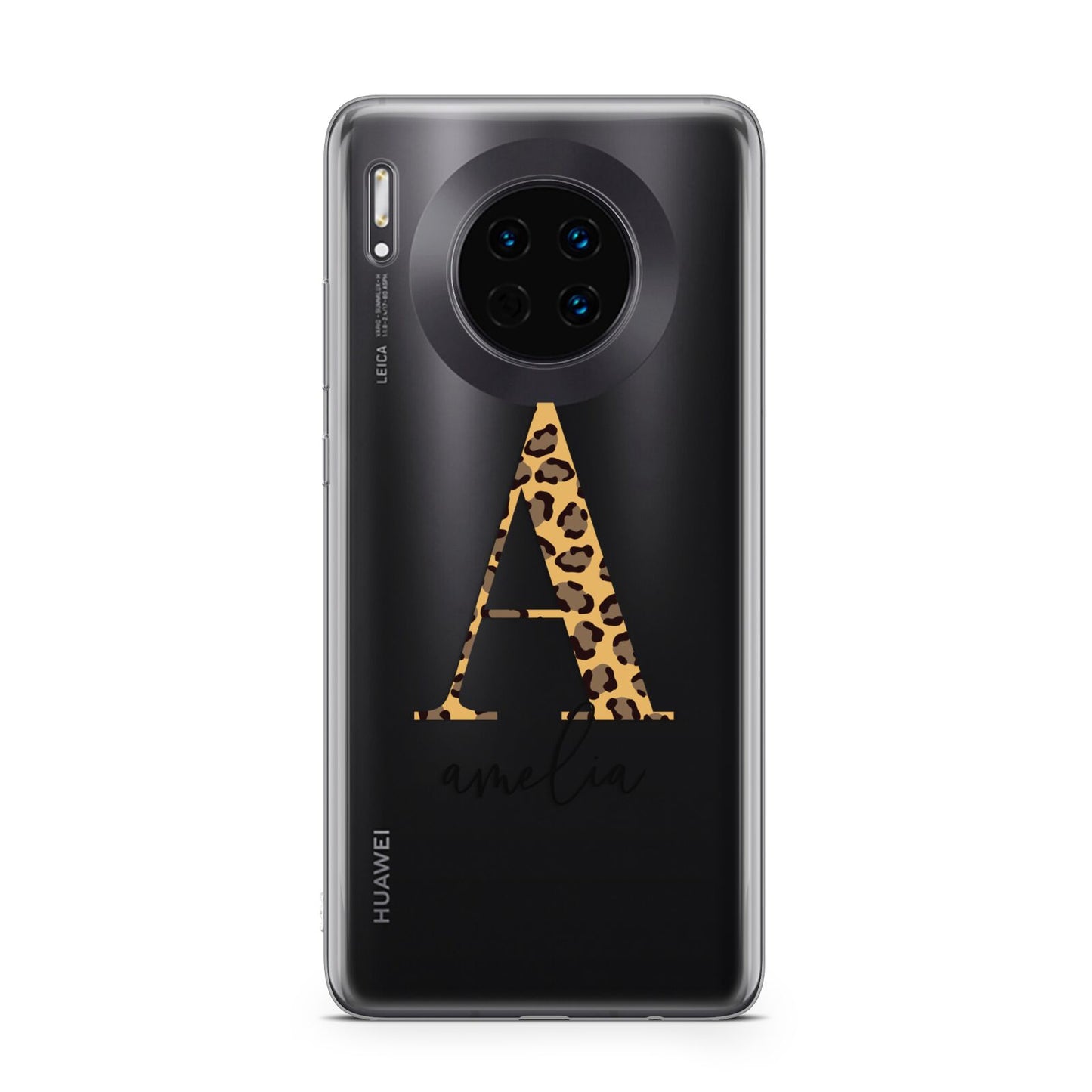 Leopard Print Initial with Name Huawei Mate 30