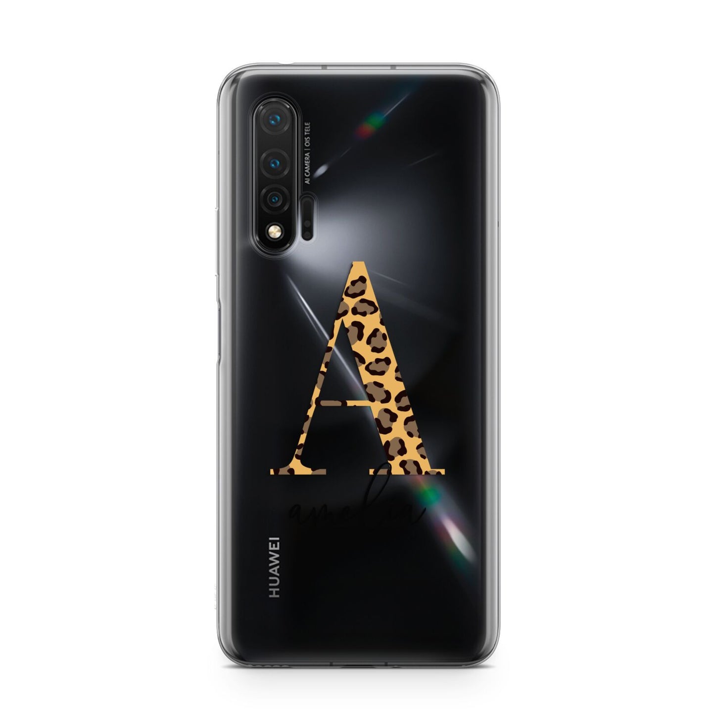 Leopard Print Initial with Name Huawei Nova 6 Phone Case