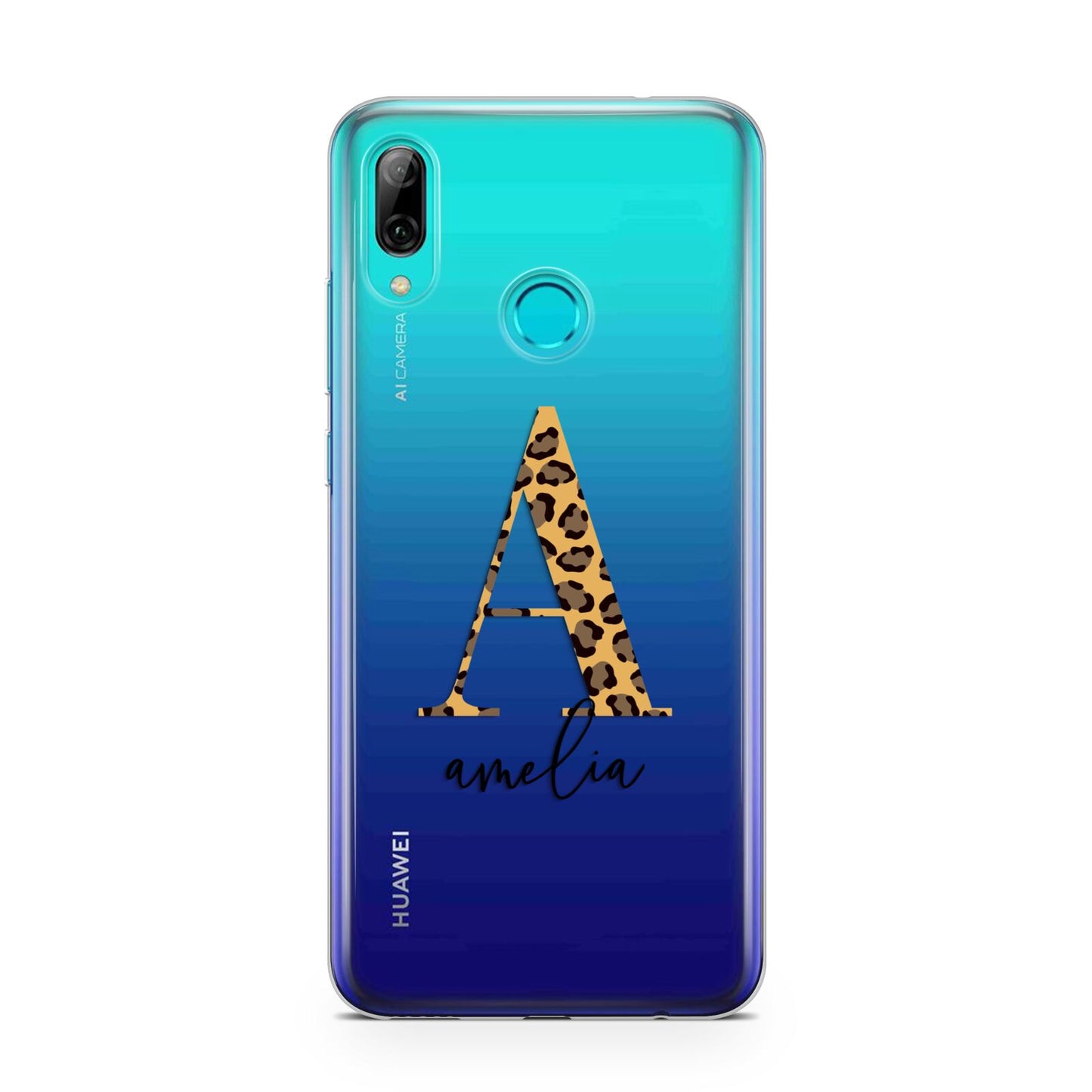 Leopard Print Initial with Name Huawei P Smart 2019 Case