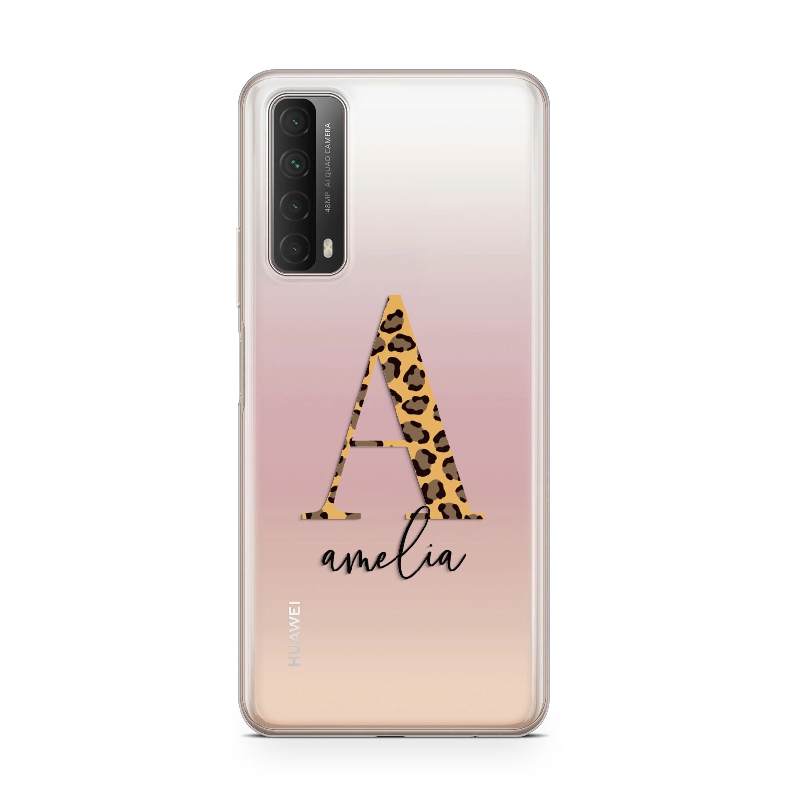 Leopard Print Initial with Name Huawei P Smart 2021