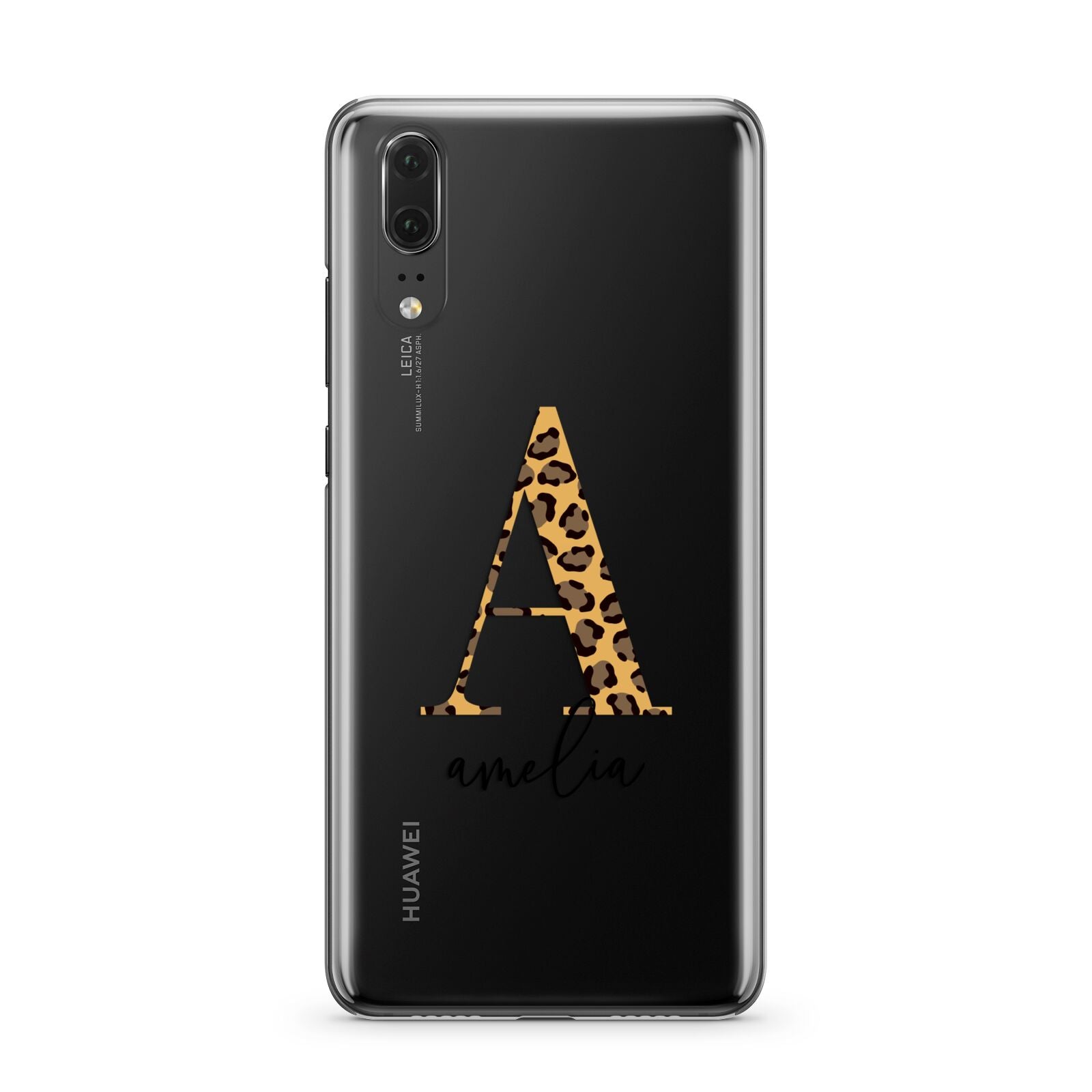 Leopard Print Initial with Name Huawei P20 Phone Case