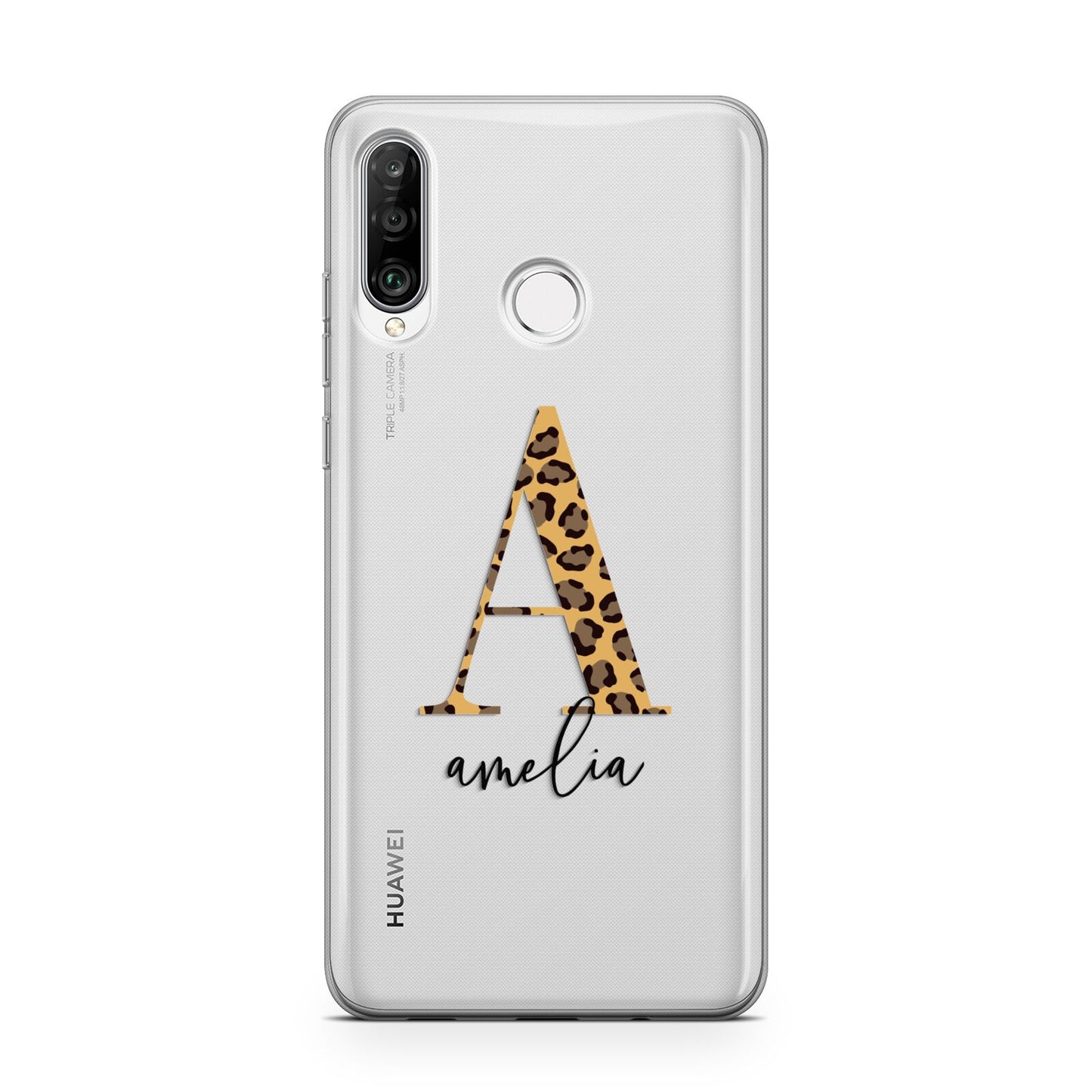 Leopard Print Initial with Name Huawei P30 Lite Phone Case