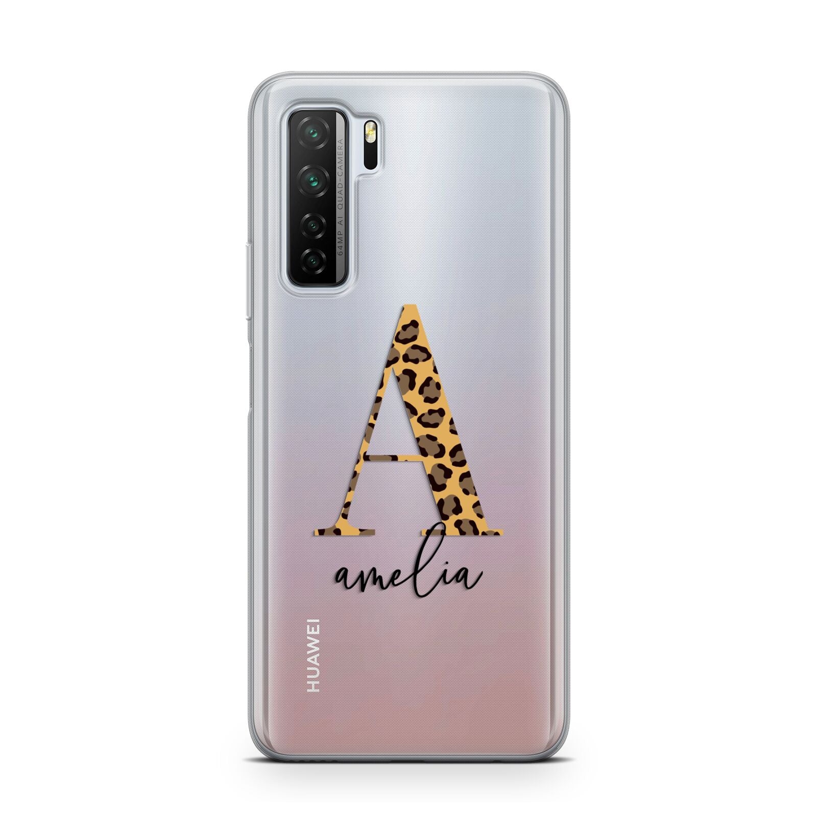 Leopard Print Initial with Name Huawei P40 Lite 5G Phone Case