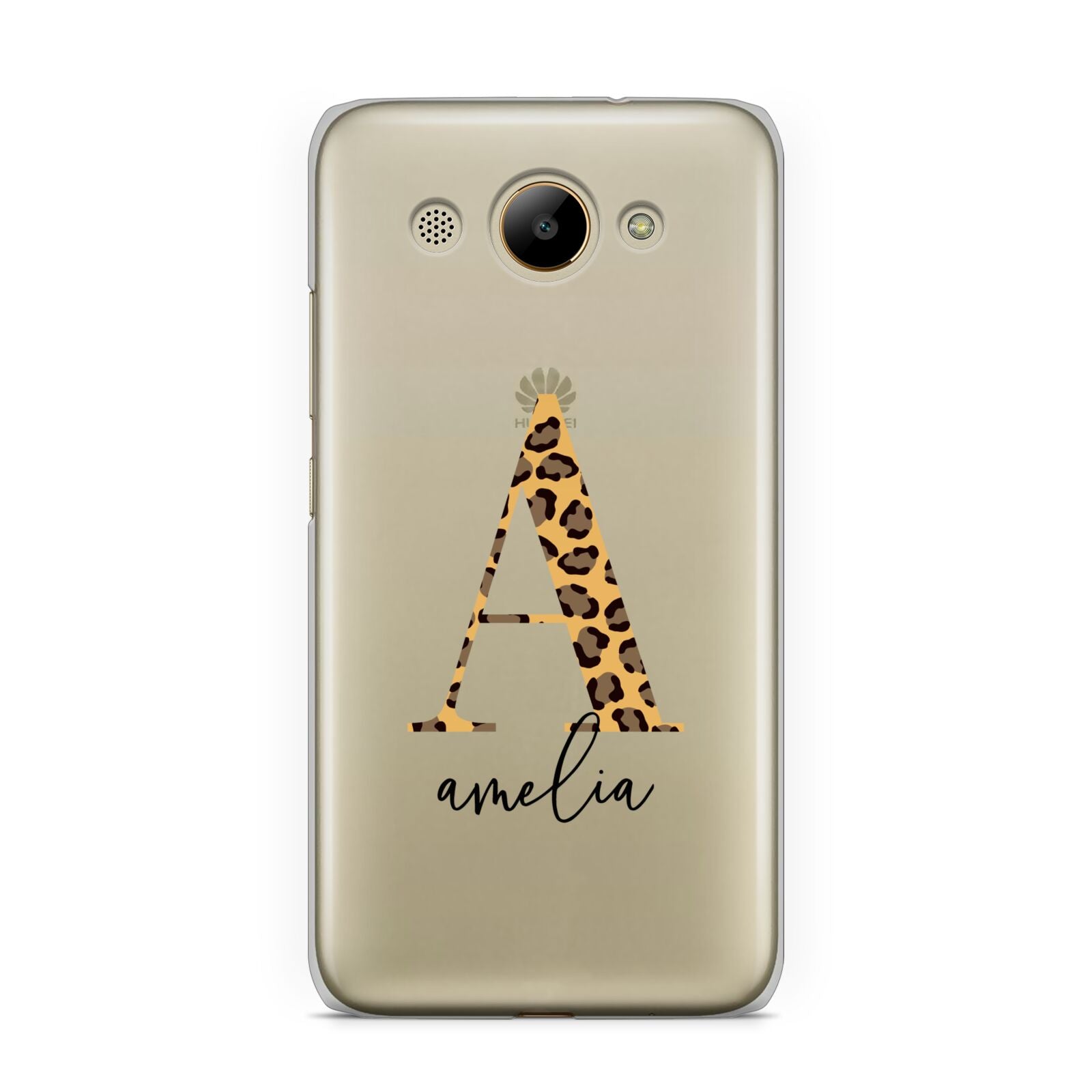 Leopard Print Initial with Name Huawei Y3 2017