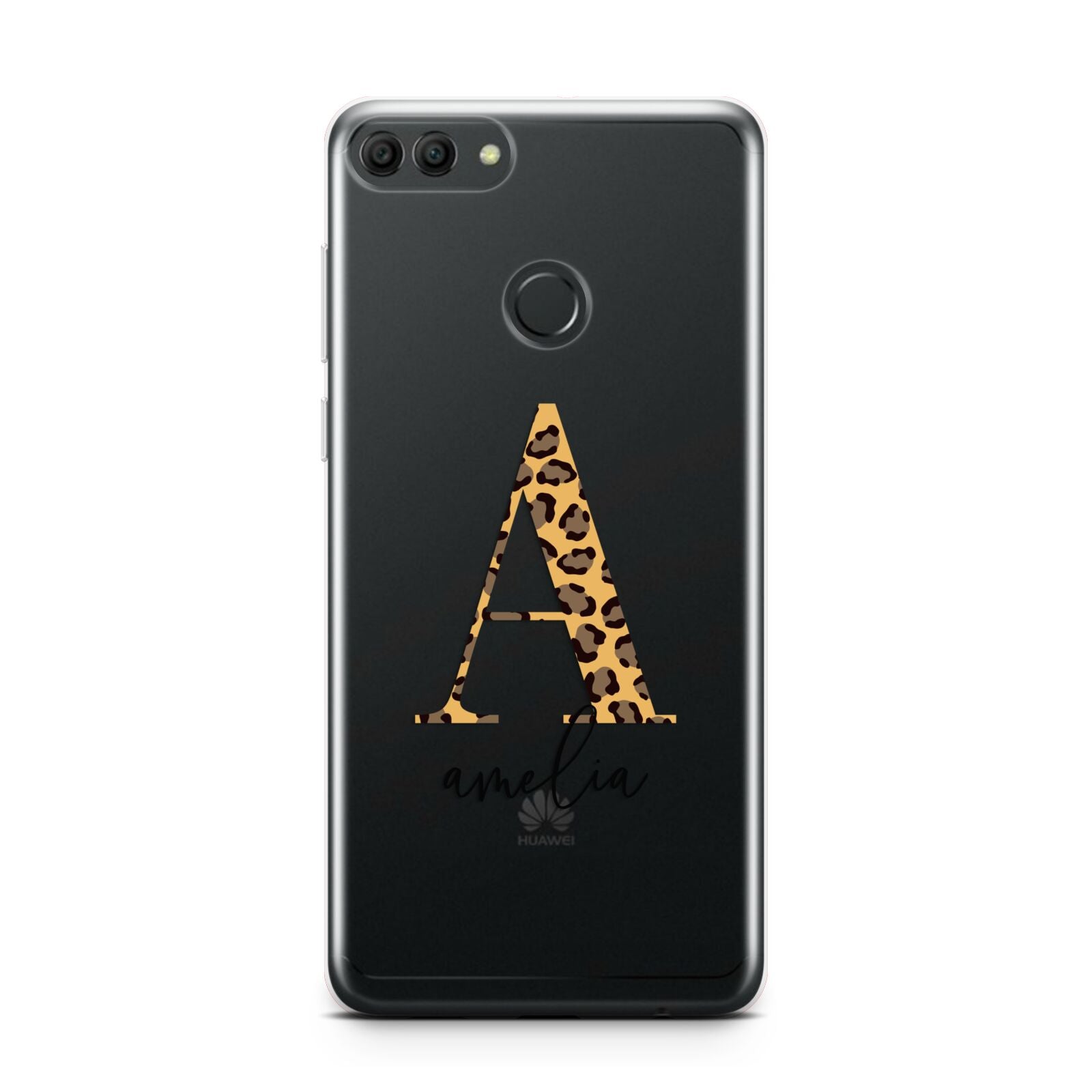 Leopard Print Initial with Name Huawei Y9 2018