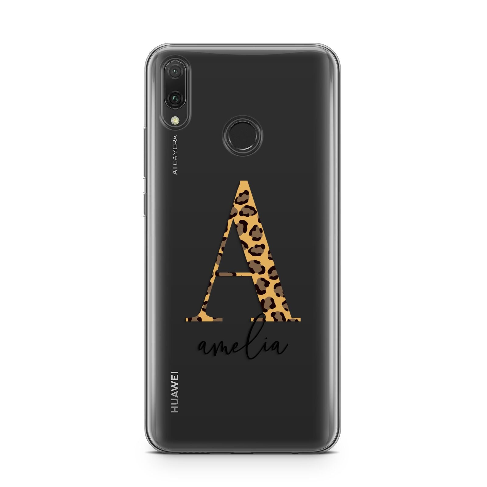 Leopard Print Initial with Name Huawei Y9 2019