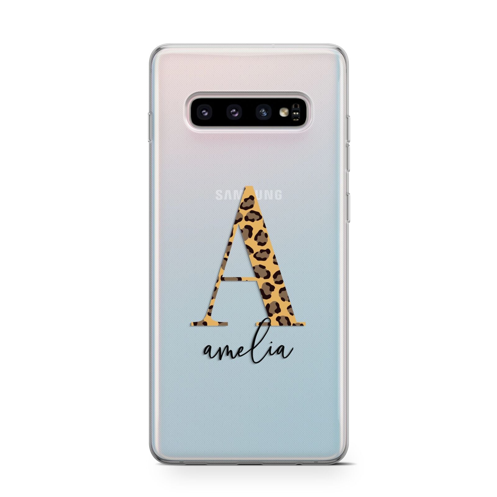 Leopard Print Initial with Name Protective Samsung Galaxy Case