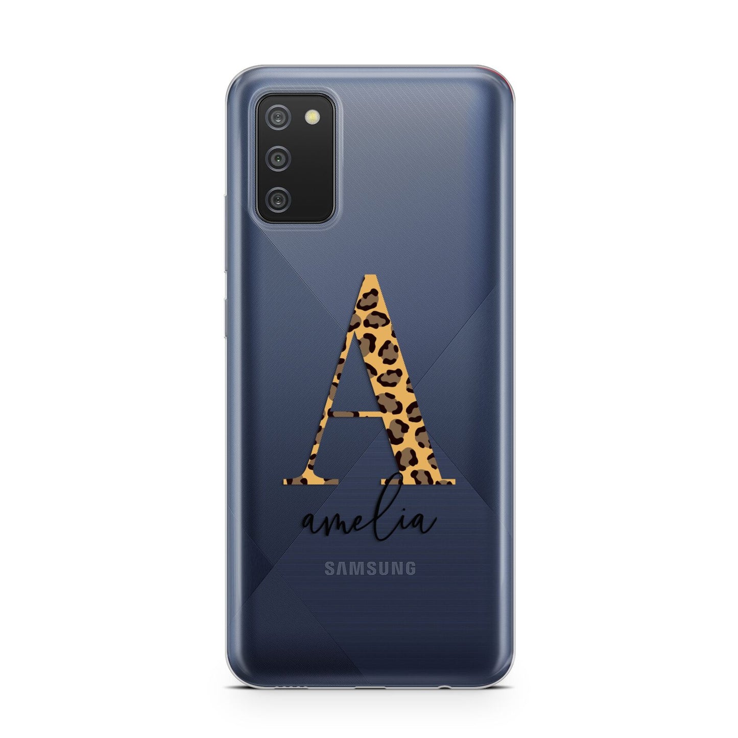 Leopard Print Initial with Name Samsung A02s Case