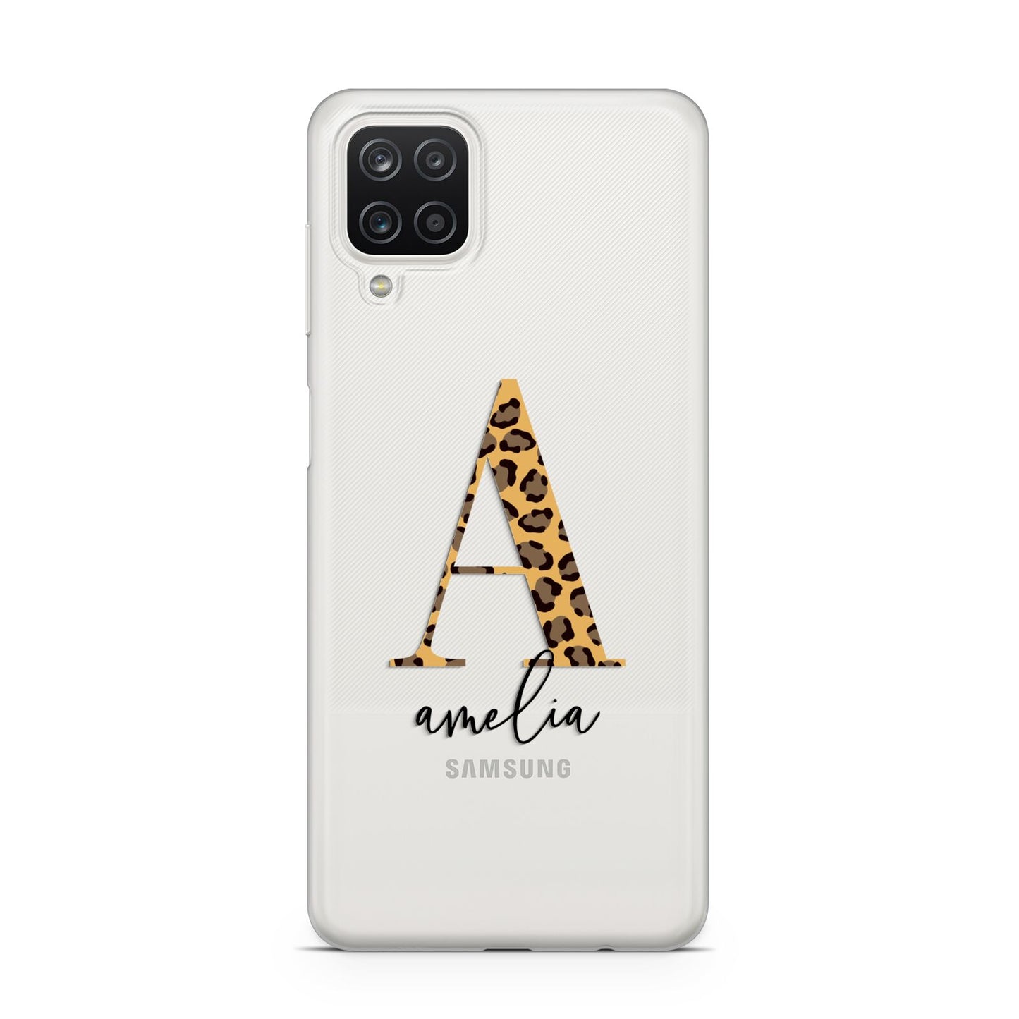 Leopard Print Initial with Name Samsung A12 Case