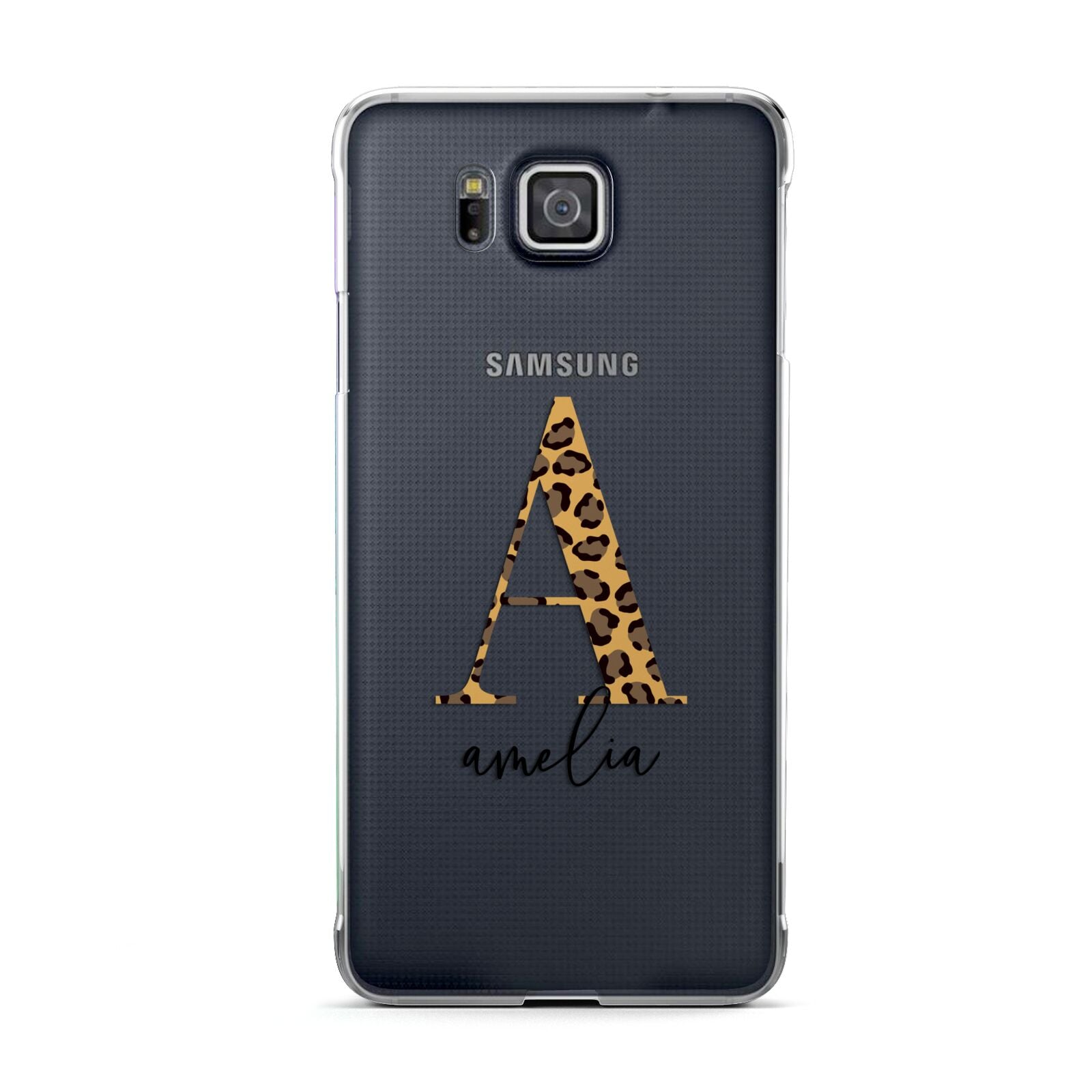 Leopard Print Initial with Name Samsung Galaxy Alpha Case