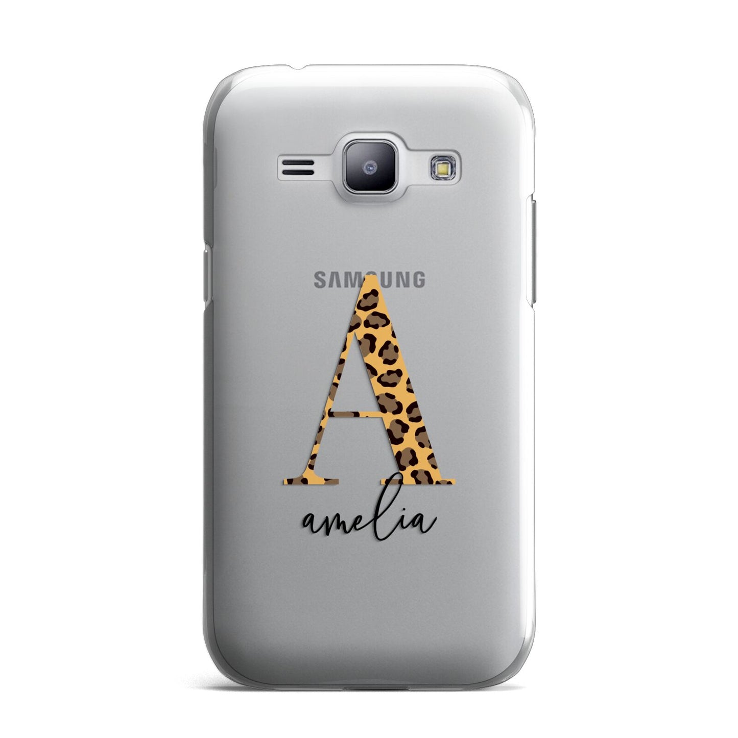 Leopard Print Initial with Name Samsung Galaxy J1 2015 Case