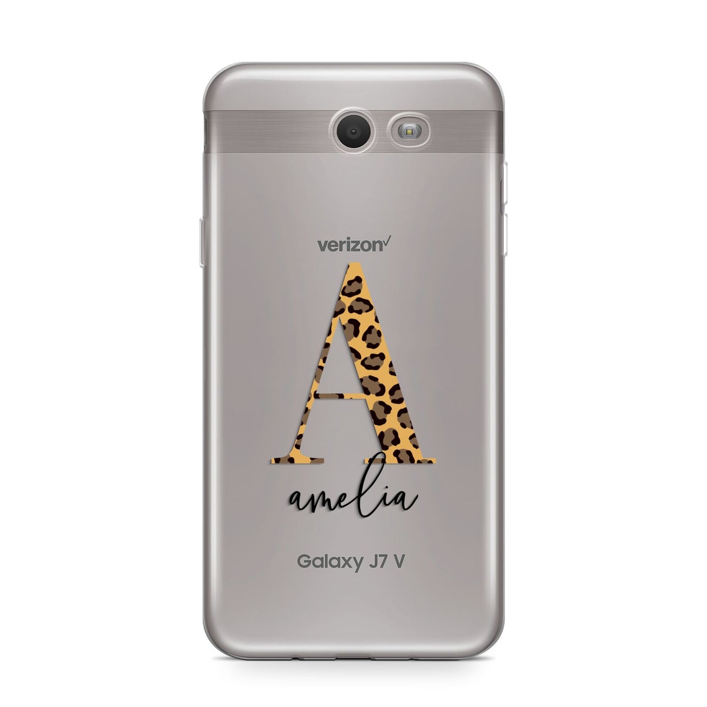 Leopard Print Initial with Name Samsung Galaxy J7 2017 Case