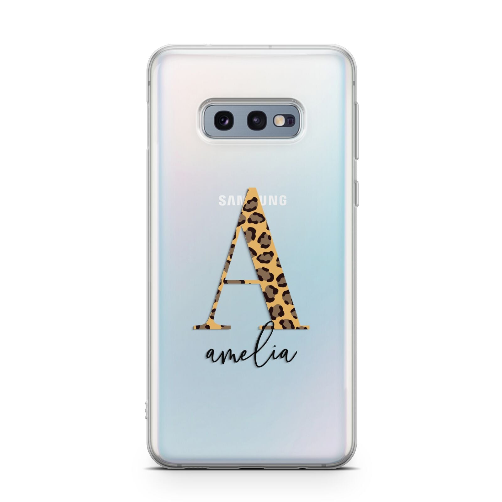 Leopard Print Initial with Name Samsung Galaxy S10E Case