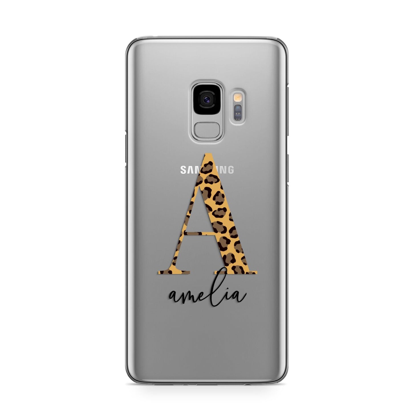 Leopard Print Initial with Name Samsung Galaxy S9 Case