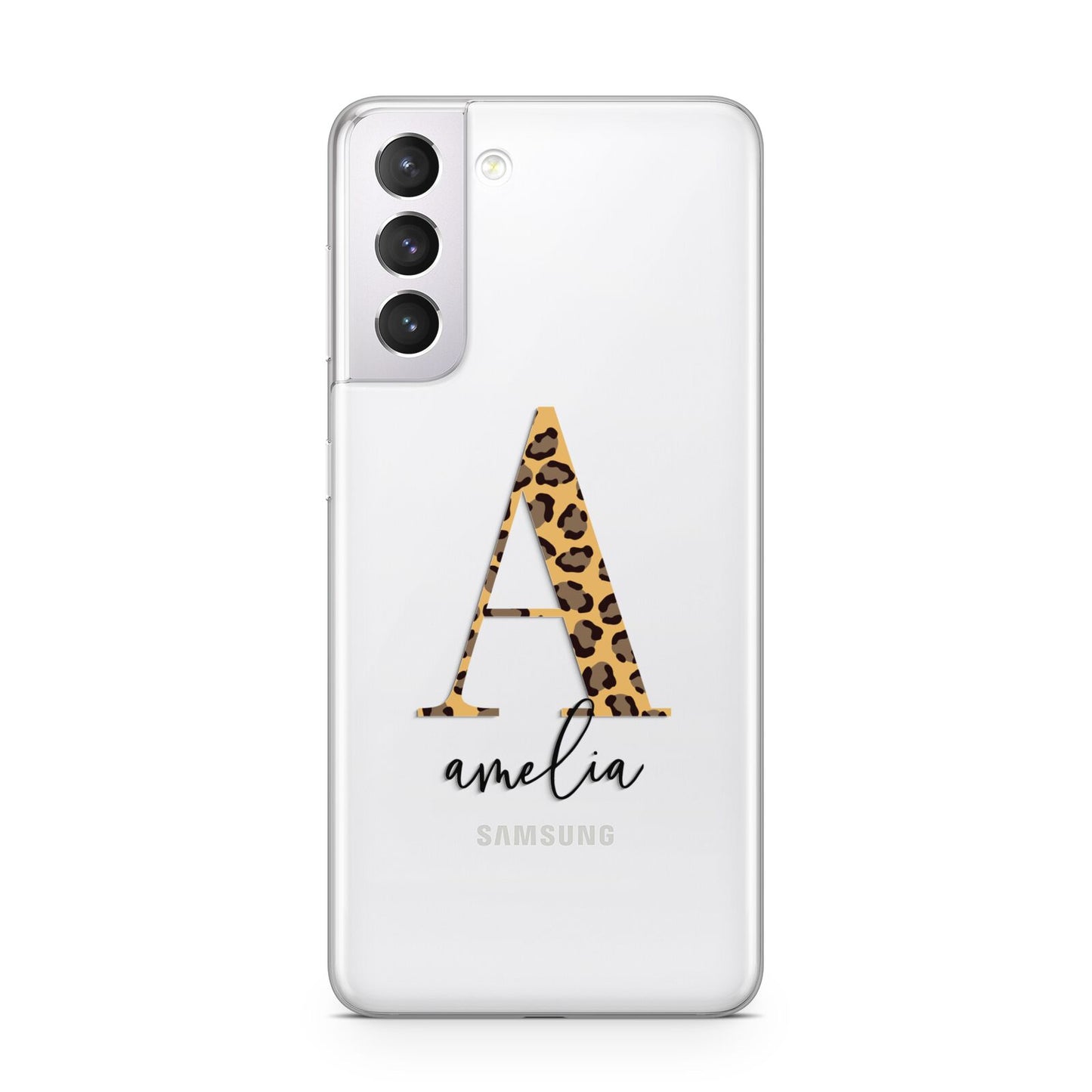 Leopard Print Initial with Name Samsung S21 Case